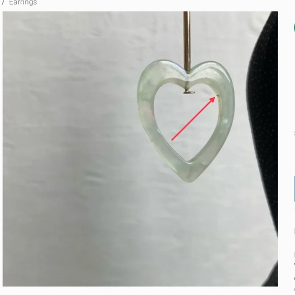 Drop Earrings Pierced Open Heart - Picture 10 of 10